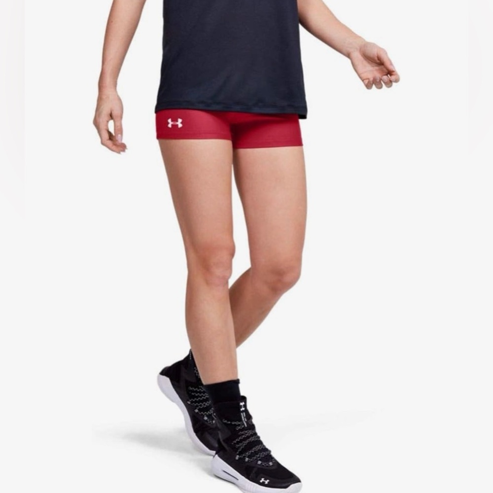 Under Armour Womens Team Shorty Athletic Short Red/White Size 2XL